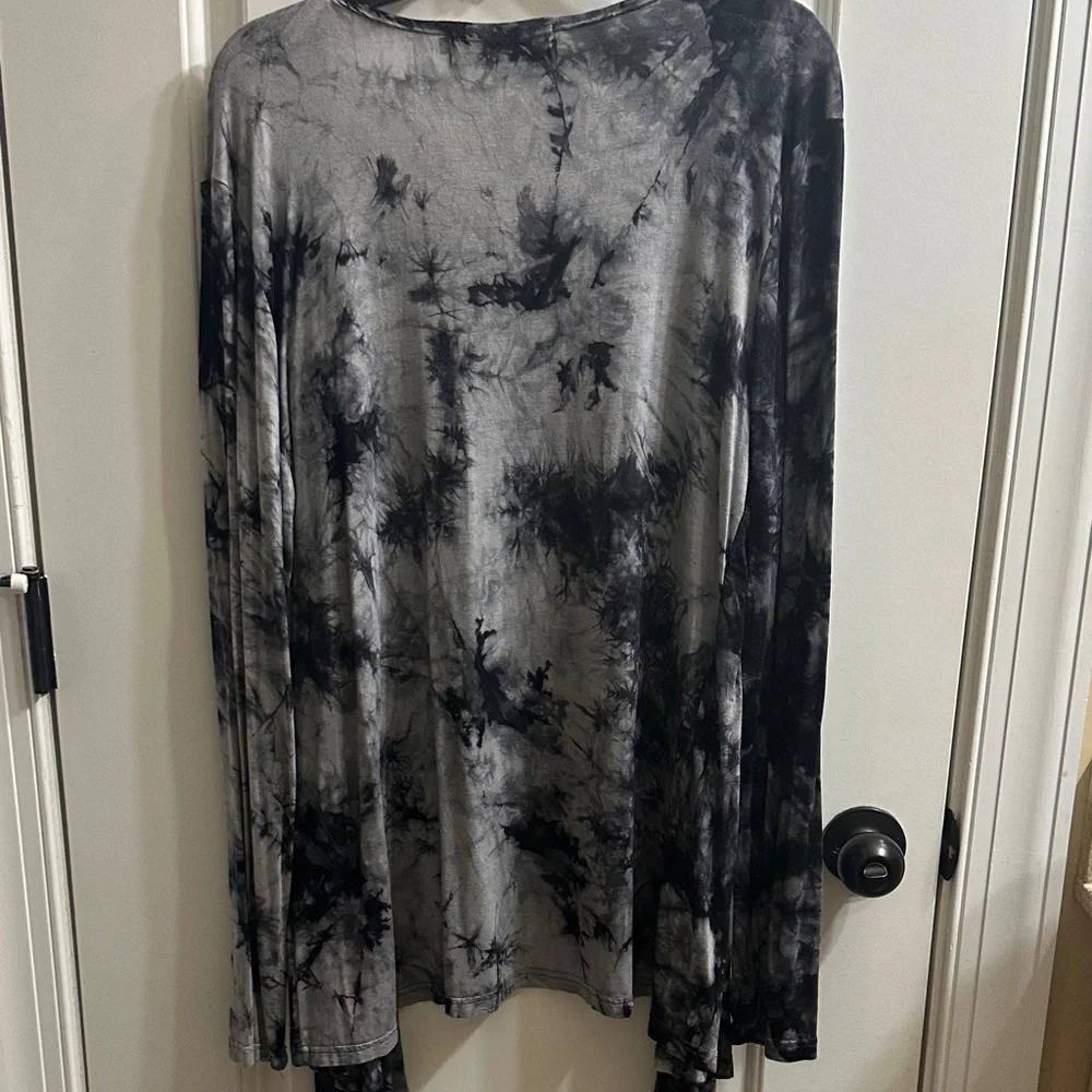 DJT Black & Gray Tie-Dye Open Front Cardigan - Picture 4 of 4